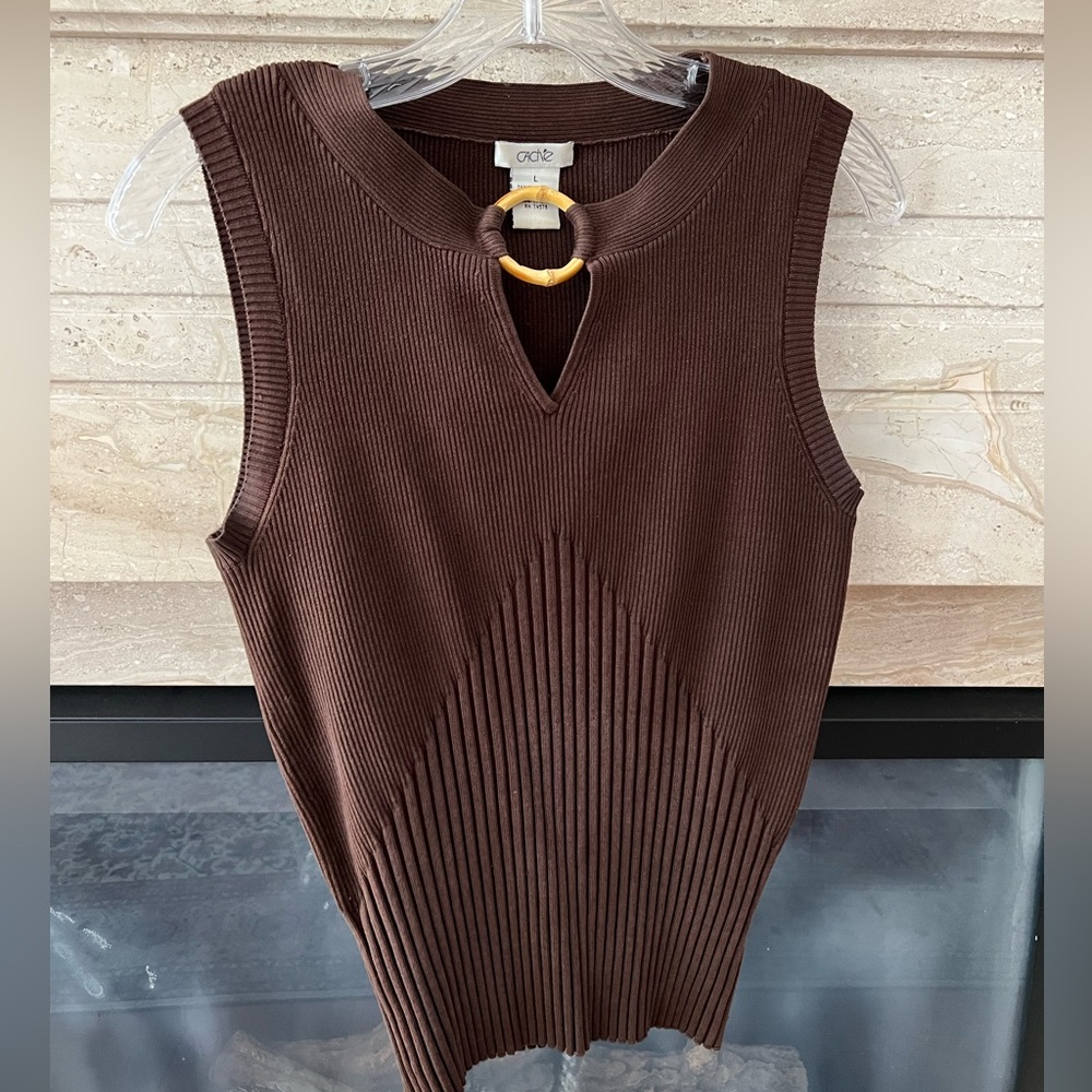 Cache brown knit sleeveless top